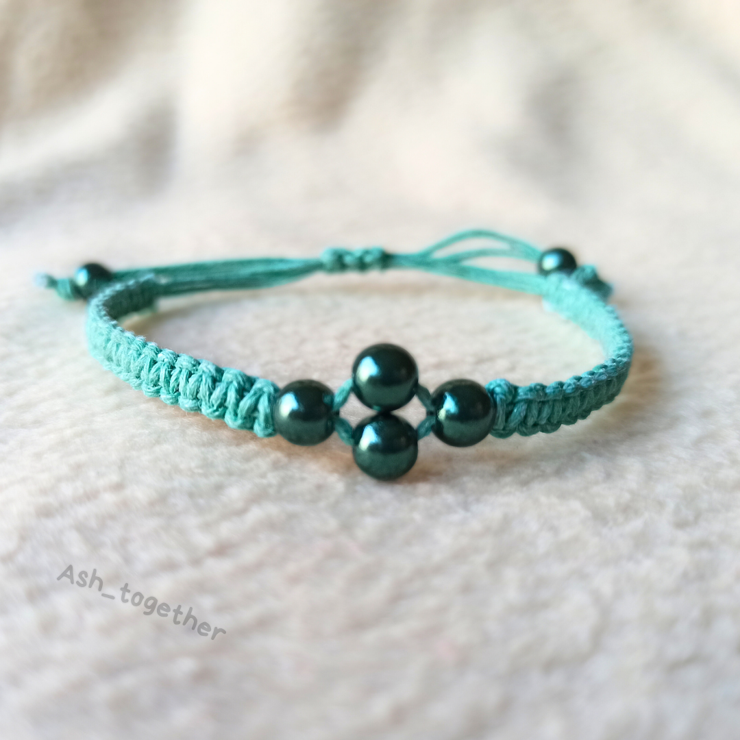 Bracelet Waxed cotton with beads (different variants)