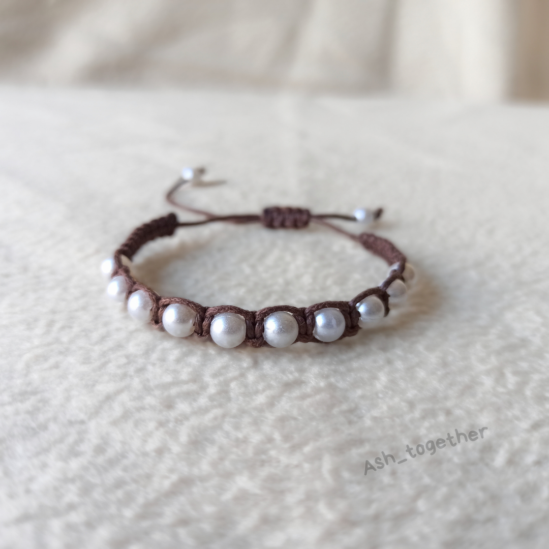 Bracelet Waxed cord brown (different beads options)