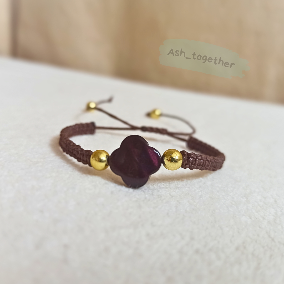 Bracelet Waxed cotton brown (two variants)
