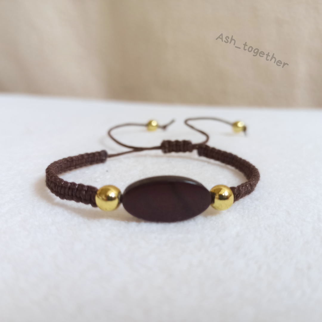 Bracelet Waxed cotton brown (two variants)