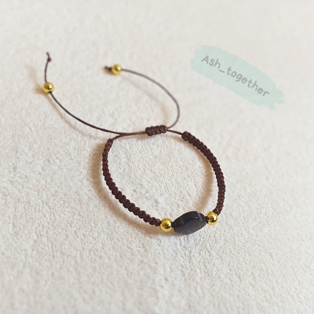 Bracelet Waxed cotton brown (two variants)