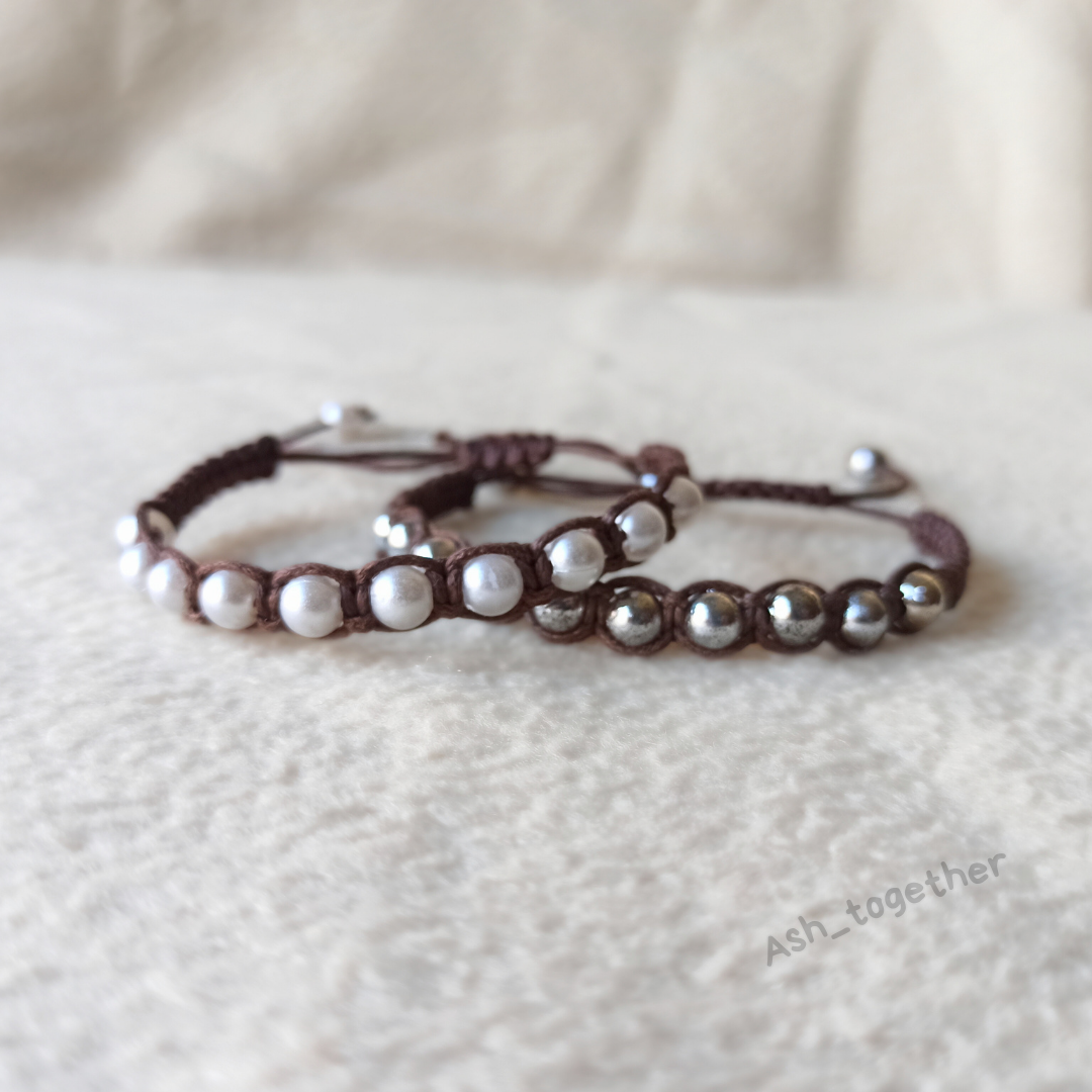 Bracelet Waxed cord brown (different beads options)