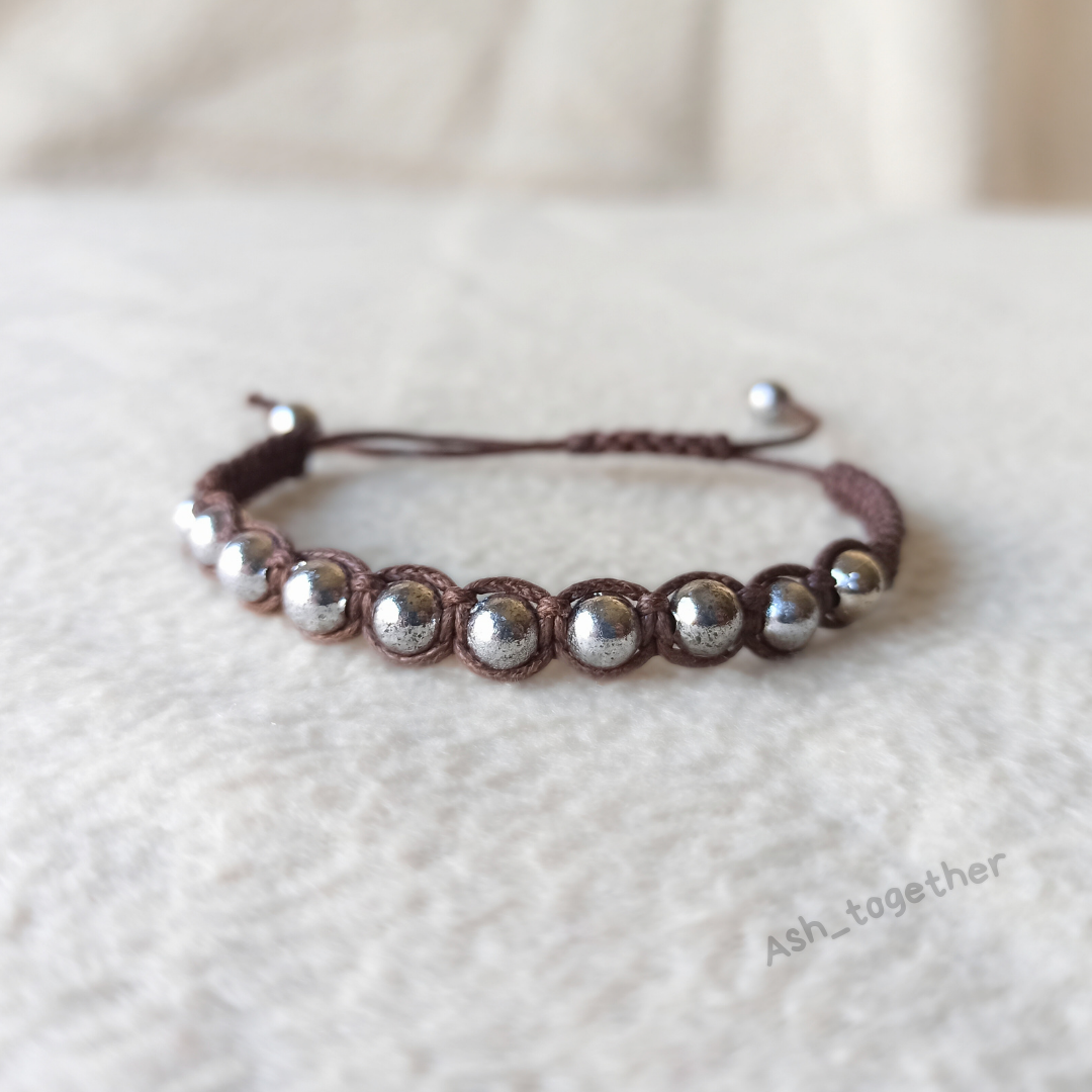Bracelet Waxed cord brown (different beads options)