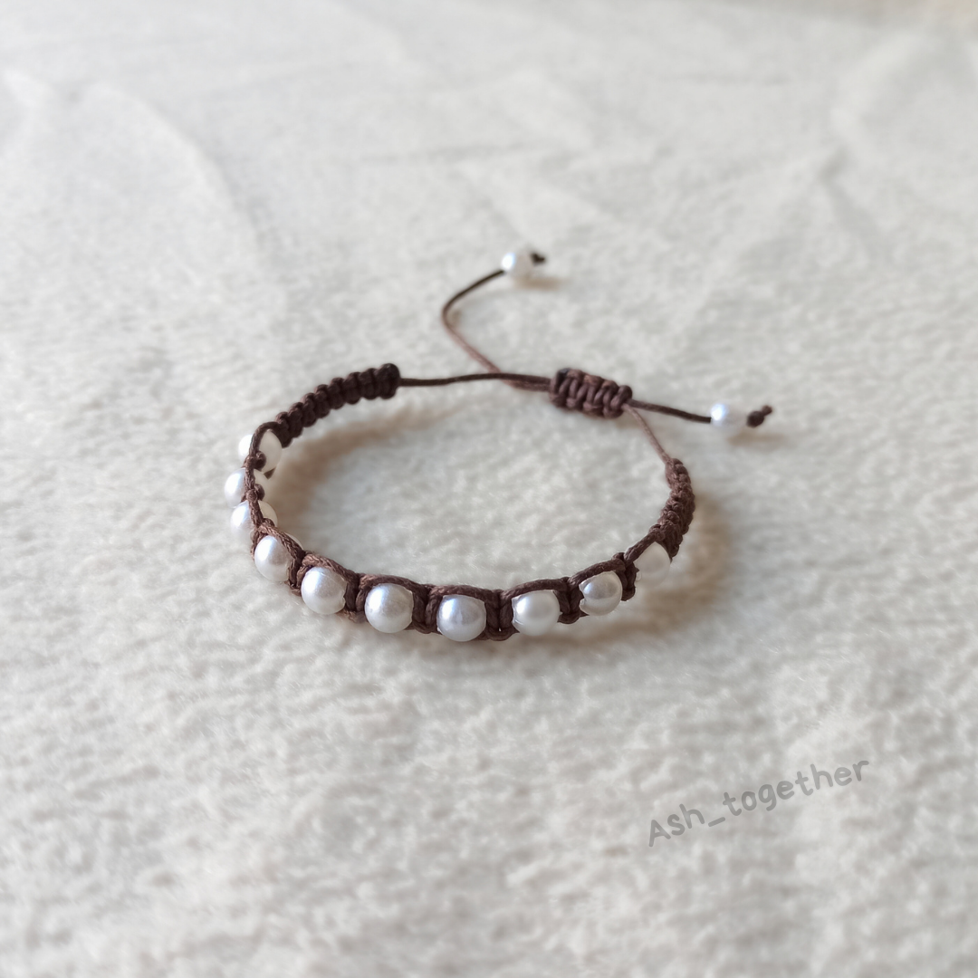 Bracelet Waxed cord brown (different beads options)