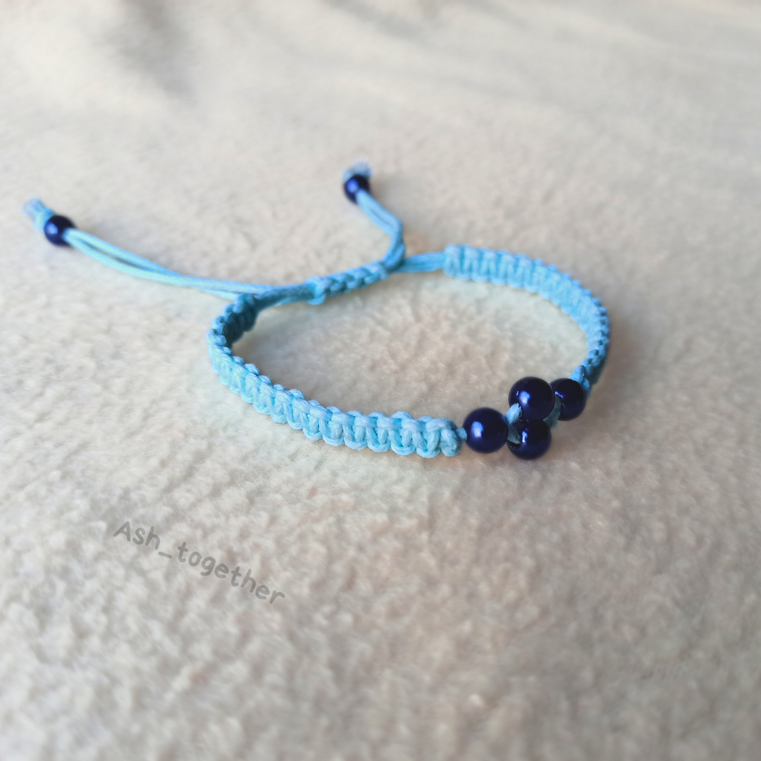 Bracelet Waxed cotton with beads (different variants)
