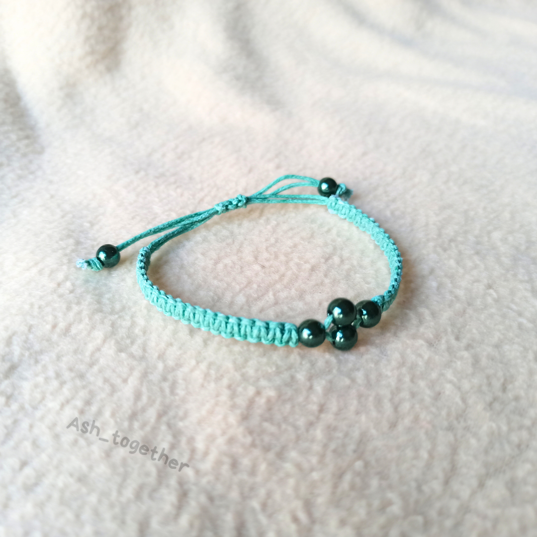 Bracelet Waxed cotton with beads (different variants)