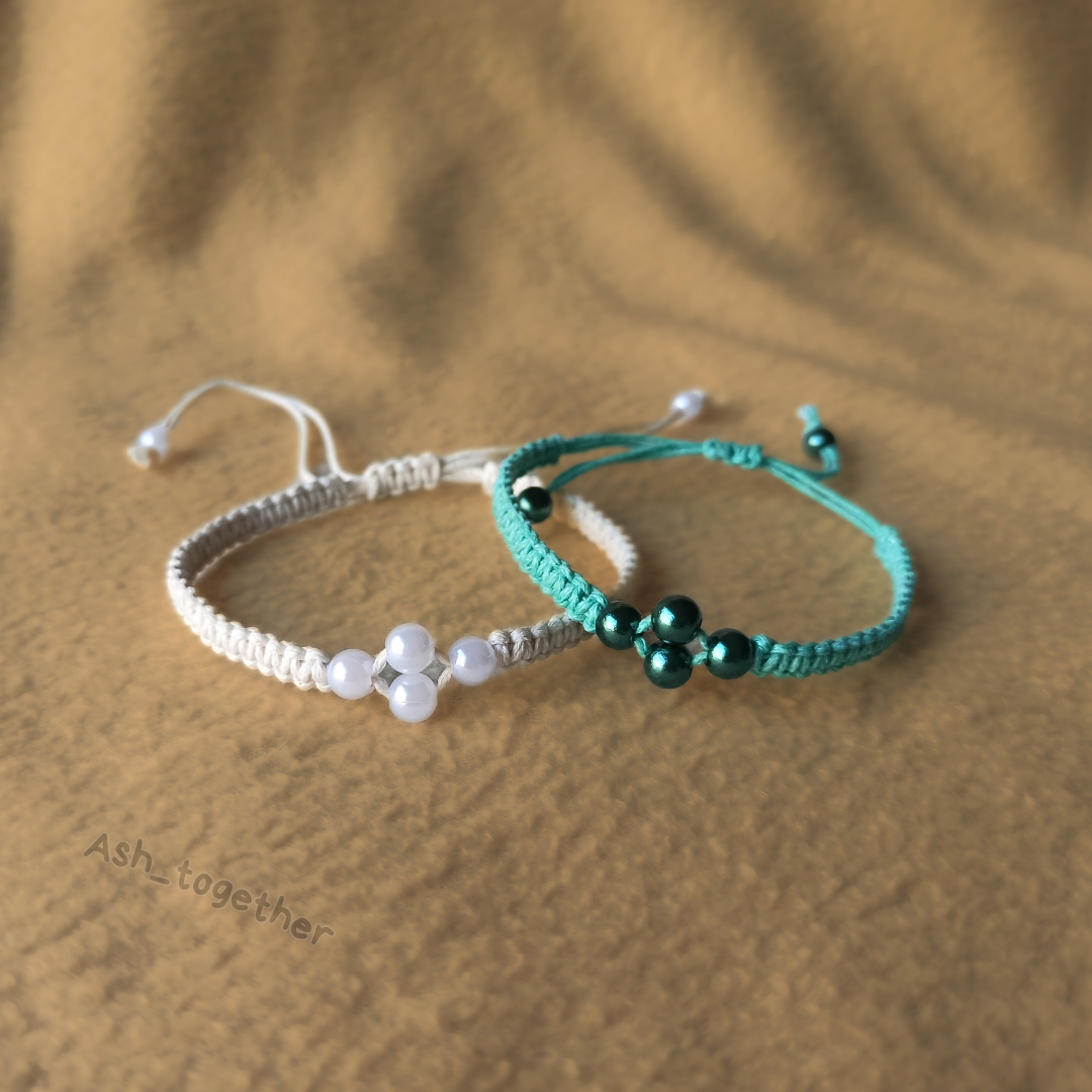 Bracelet Waxed cotton with beads (different variants)