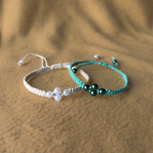 Bracelet Waxed cotton with beads (different variants)