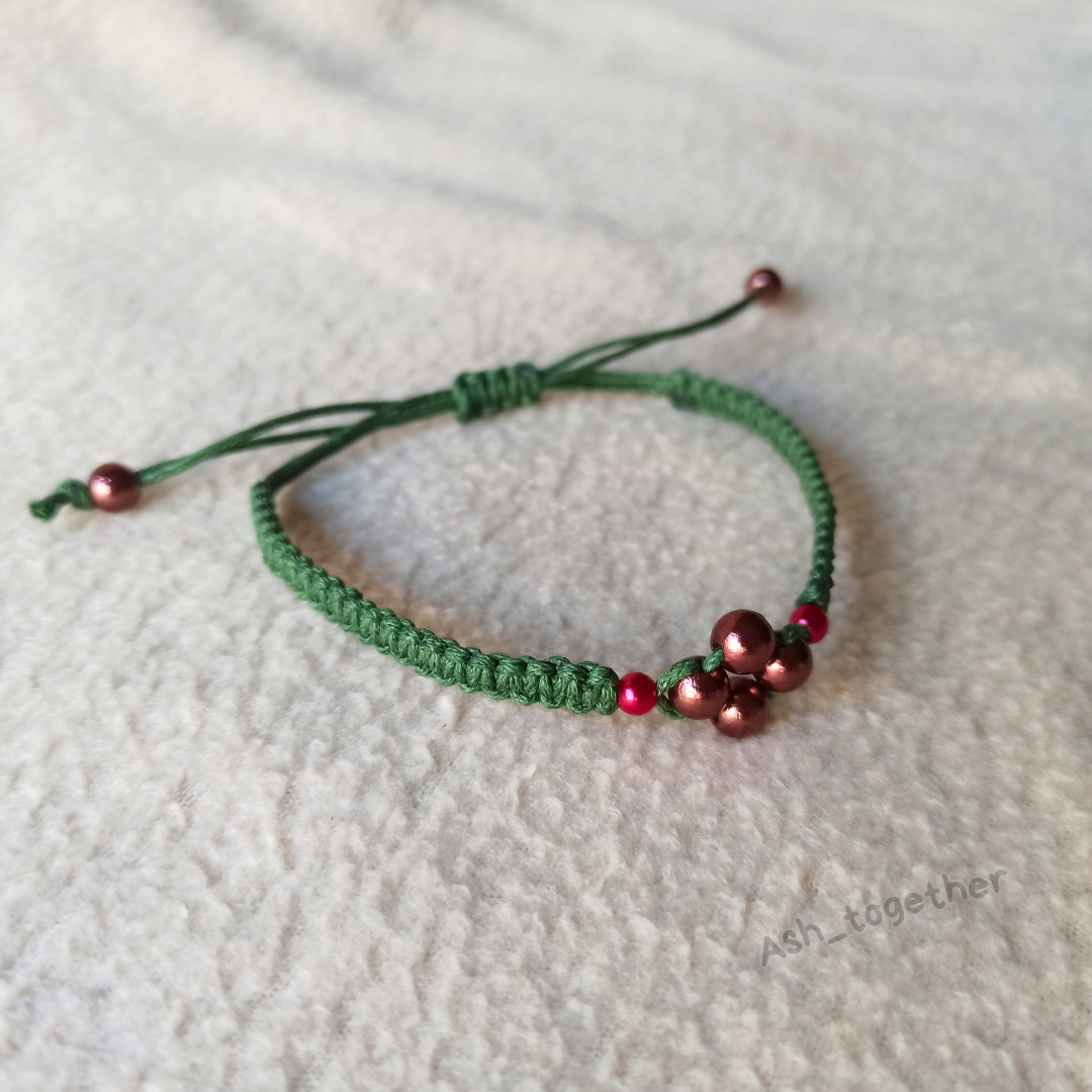 Bracelet Waxed cord Dark green