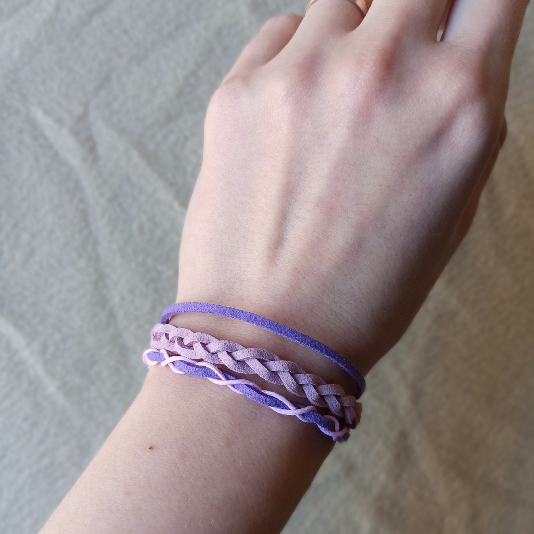 Bracelet Faux suede Purple&Lilac (two variants)