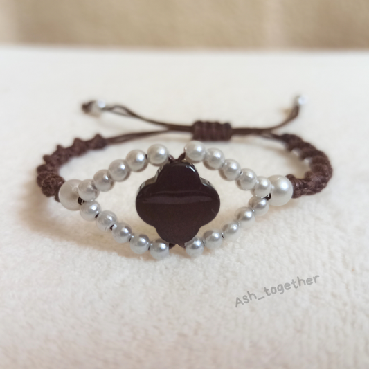 Bracelet Waxed cotton brown spiral