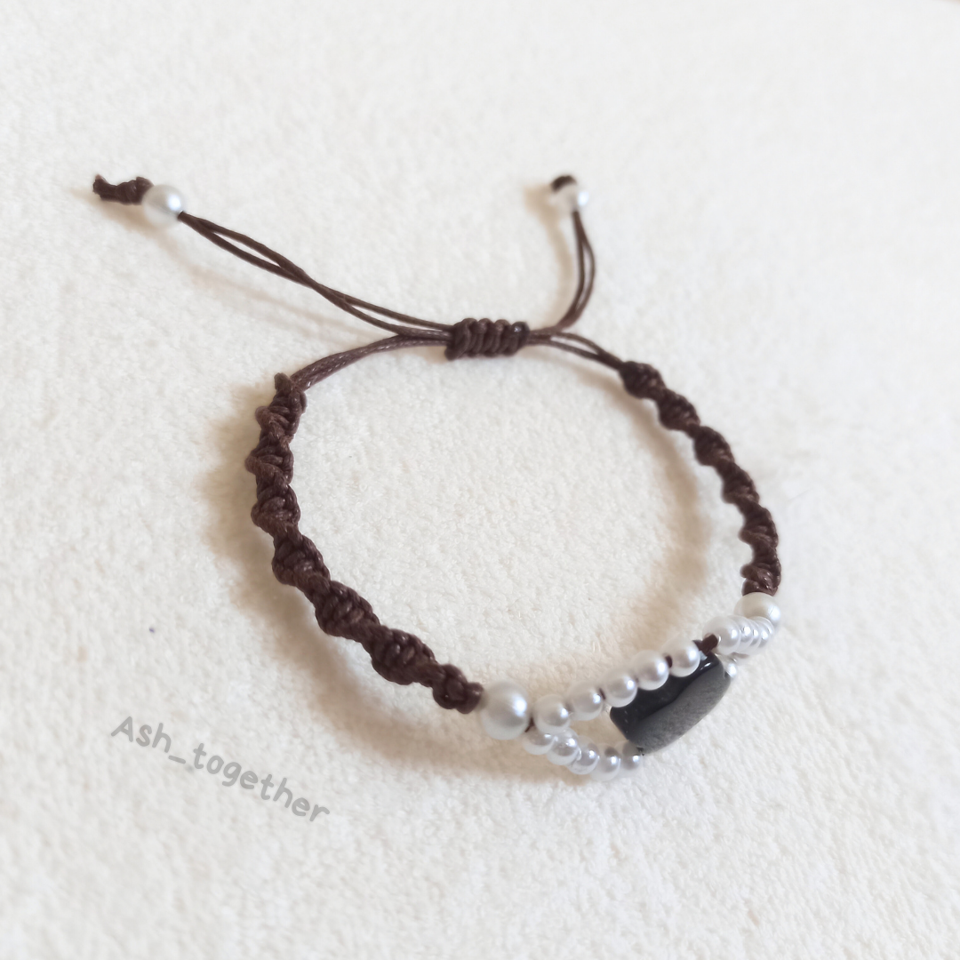 Bracelet Waxed cotton brown spiral