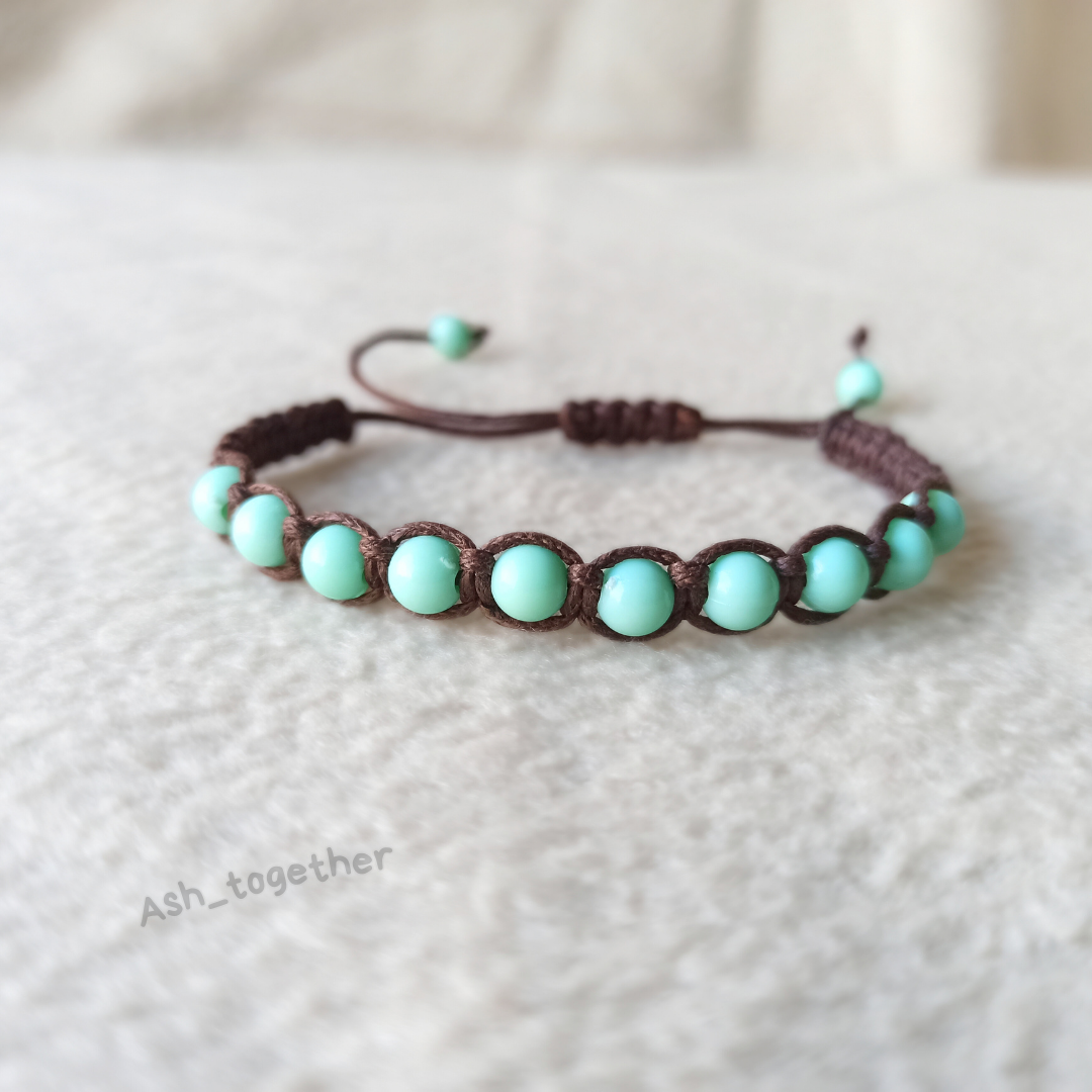 Bracelet Waxed cord brown (different beads options)