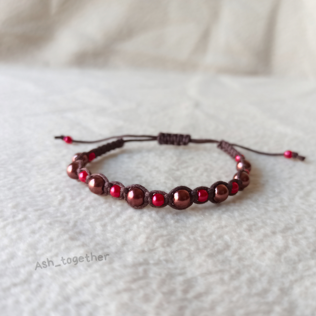 Bracelet Waxed cord brown (different beads options)