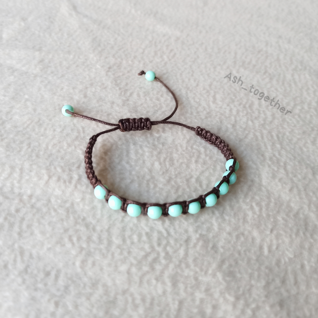 Bracelet Waxed cord brown (different beads options)