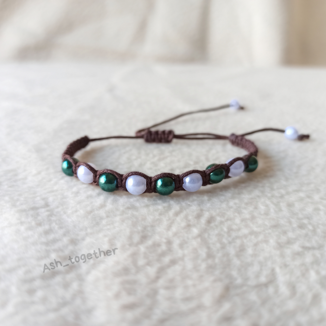 Bracelet Waxed cord brown (different beads options)