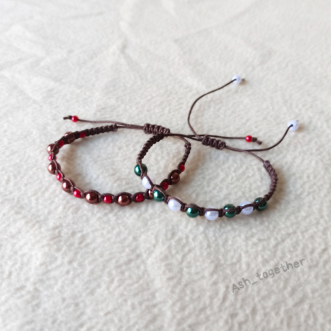 Bracelet Waxed cord brown (different beads options)