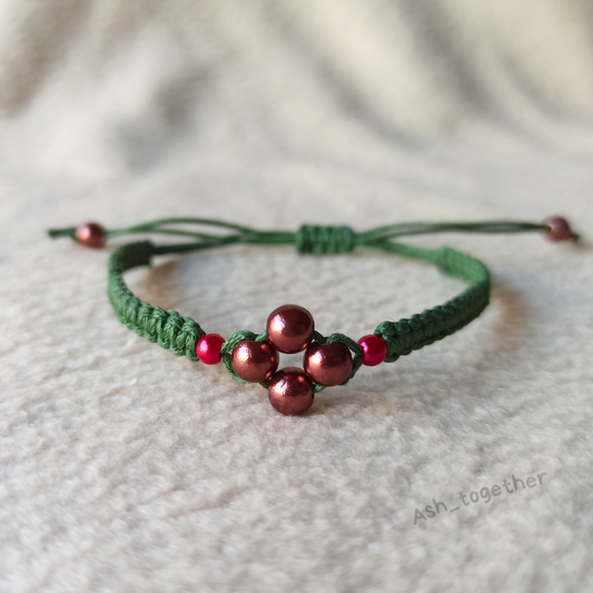 Bracelet Waxed cord Dark green